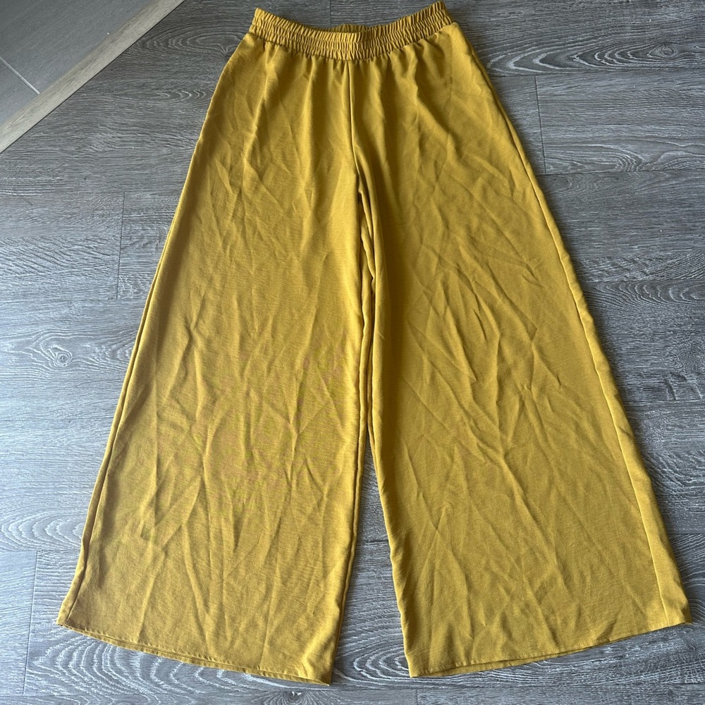 Zara Golden Yellow Elastic Waist Pants